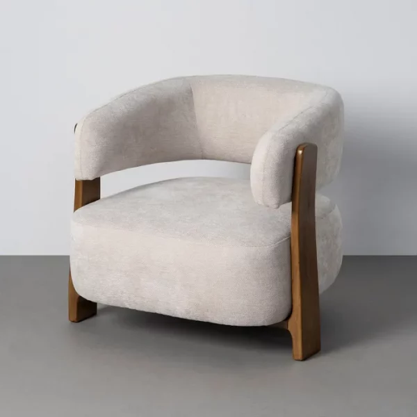 SILLÓN BEIGE TEJIDO-MADERA 73 X 76,50 X 69 CM