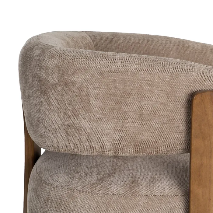 SILLÓN MARRÓN TEJIDO-MADERA 73 X 76,50 X 69 CM - Imagen 2