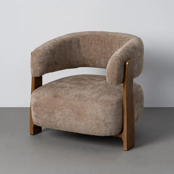 SILLÓN MARRÓN TEJIDO-MADERA 73 X 76,50 X 69 CM