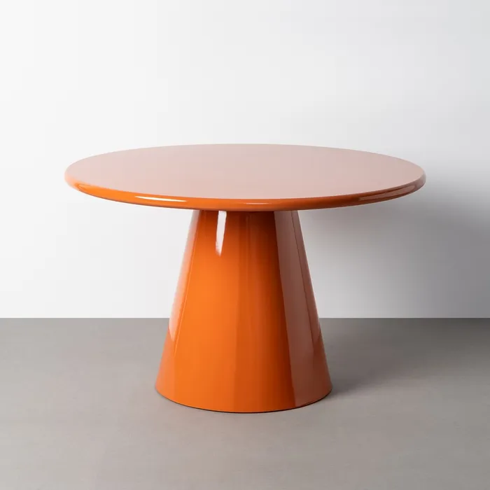 MESA COMEDOR ALTO BRILLO NARANJA DM 120 X 120 X 75 CM