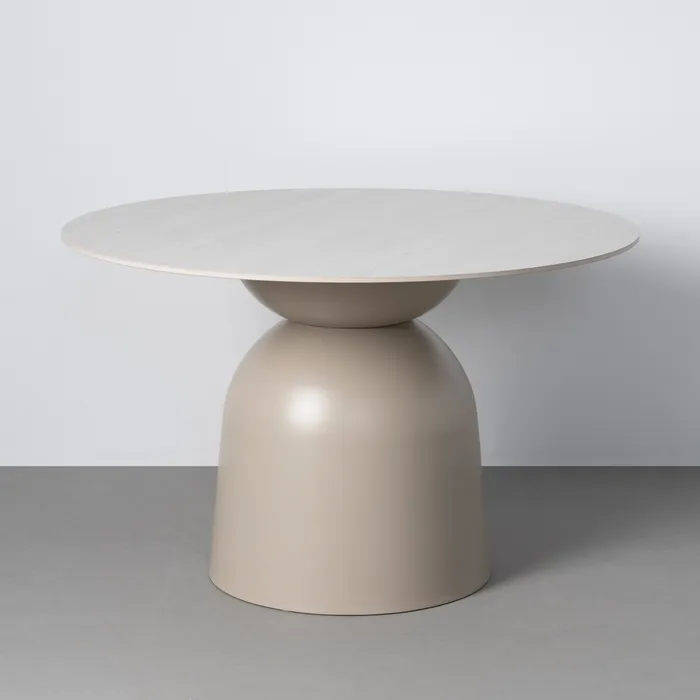 MESA COMEDOR BEIGE PIEDRA SINTERIZADA 120 X 120 X 75 CM