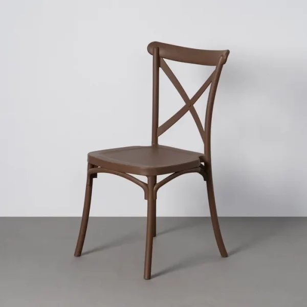 SILLA APILABLE EXTERIOR MARRÓN PP 53 X 43 X 88 CM