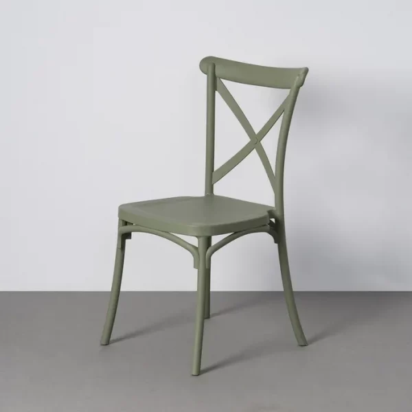 SILLA APILABLE EXTERIOR VERDE PP 53 X 43 X 88 CM