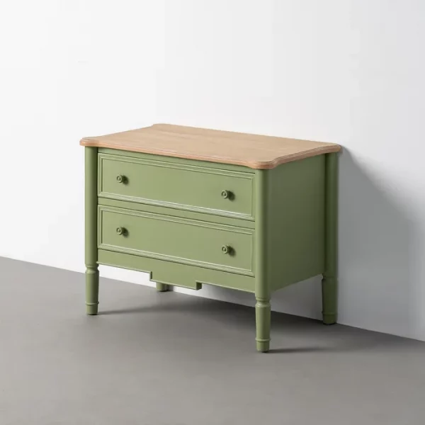 MUEBLE AUXILIAR NATURAL-VERDE MADERA 80 X 45 X 60 CM