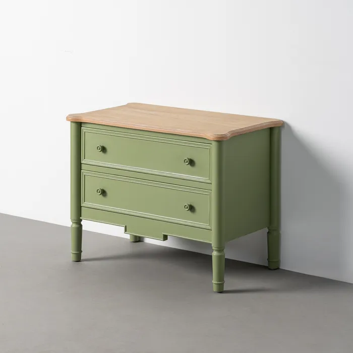 MUEBLE AUXILIAR NATURAL-VERDE MADERA 80 X 45 X 60 CM