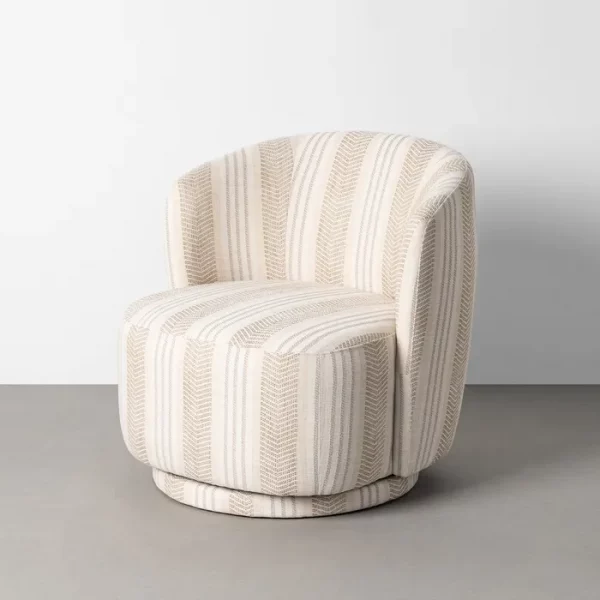 SILLÓN GIRATORIO BEIGE TEJIDO-MADERA 75 X 74 X 65 CM