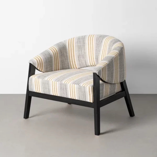 SILLÓN RAYAS GRIS TEJIDO-MADERA 82 X 60 X 72 CM