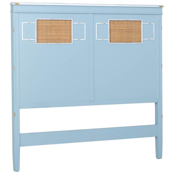 CABECERO CAMA MADERA REJILLA AZUL 150X6X130CM