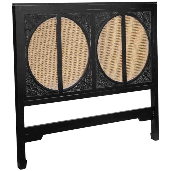CABECERO CAMA MADERA REJILLA NEGRO 150X5X130CM