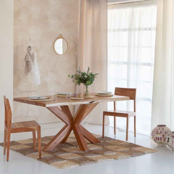 MESA COMEDOR MADERA DE ACACIA MARRÓN 160X90X77CM