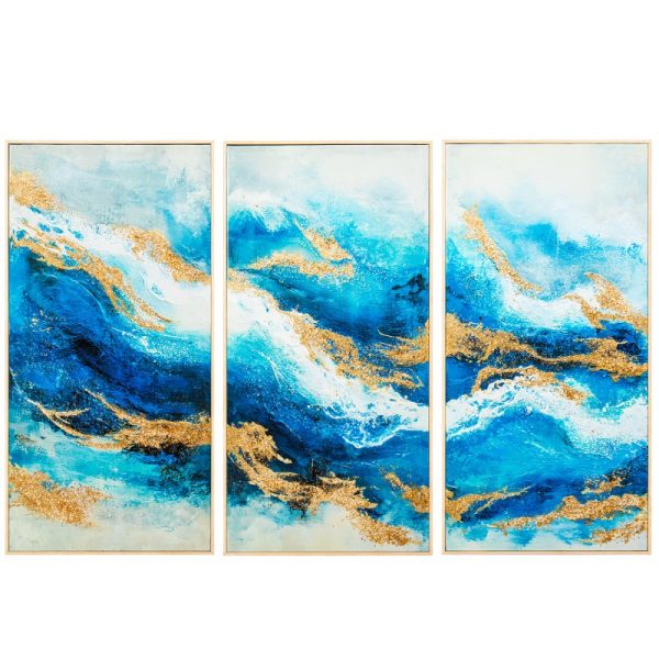 SET 3 CUADROS MADERA C/MARCO 40X80CM ABSTRACTO 40X80X3,2CM