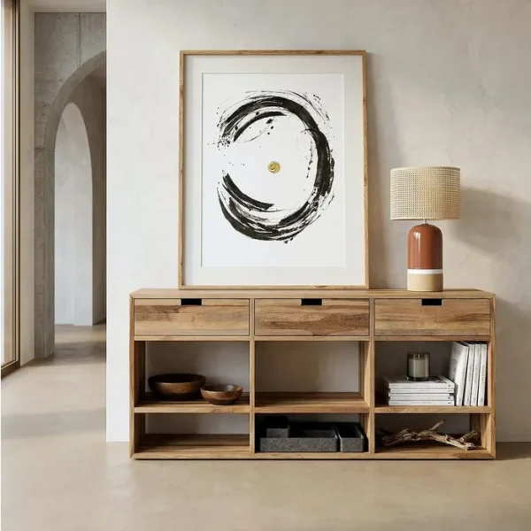 MUEBLE TV NATURAL MADERA DE TECA SALÓN 140 X 30 X 55 CM