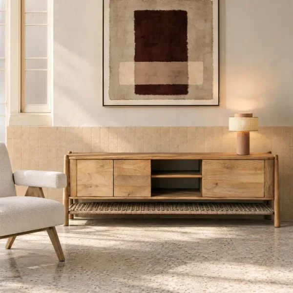 MUEBLE TV NATURAL MADERA DE MANGO 170 X 40 X 60 CM