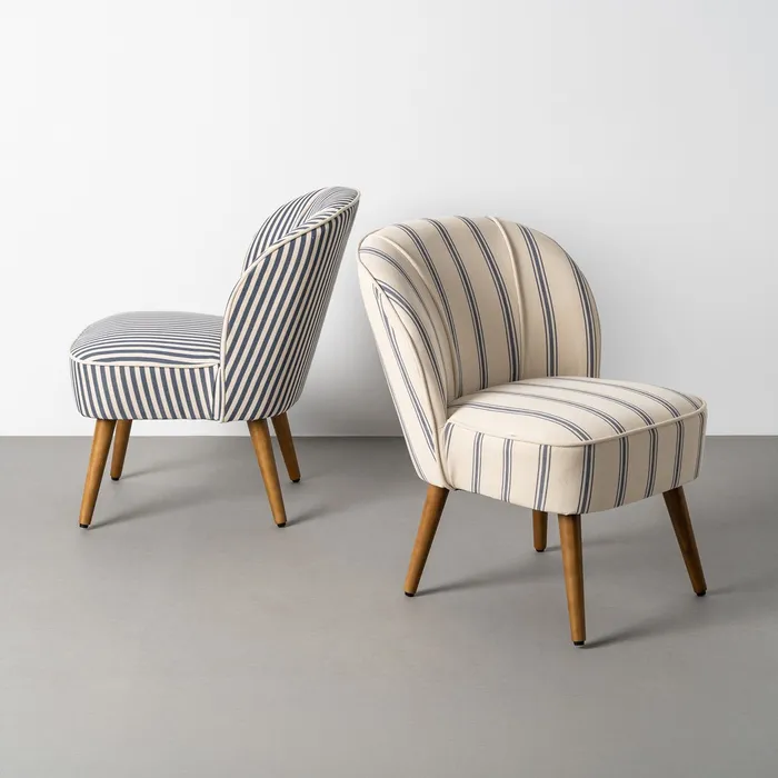 SILLÓN RAYAS AZUL MADERA DE CAUCHO 54 X 64 X 73 CM - Imagen 2