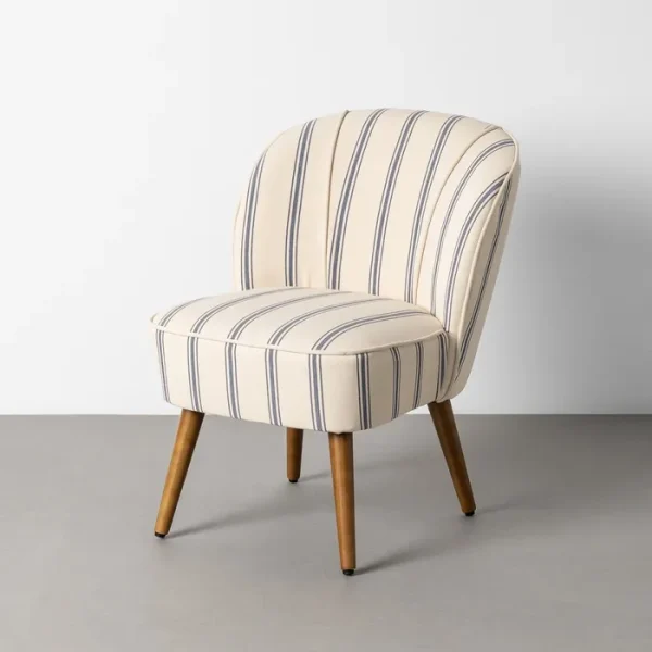 SILLÓN RAYAS AZUL MADERA DE CAUCHO 54 X 64 X 73 CM