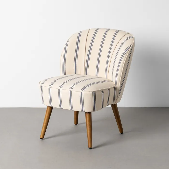 SILLÓN RAYAS AZUL MADERA DE CAUCHO 54 X 64 X 73 CM