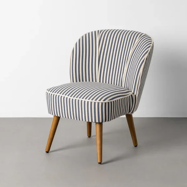 SILLÓN RAYAS AZUL MADERA DE CAUCHO 54 X 64 X 73 CM