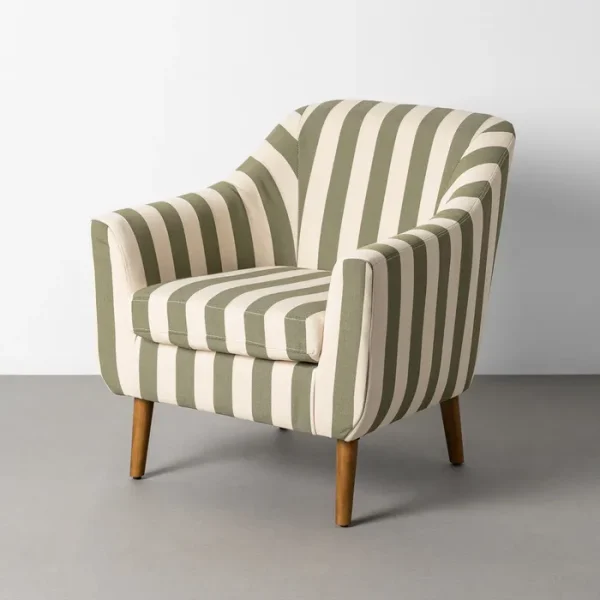 SILLÓN RAYAS VERDE MADERA DE CAUCHO 74 X 68 X 76 CM