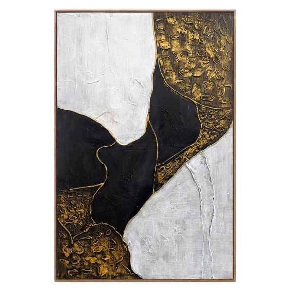 CUADRO LIENZO 80X120CM MARCO MADERA ABSTRACTO 80% A MANO