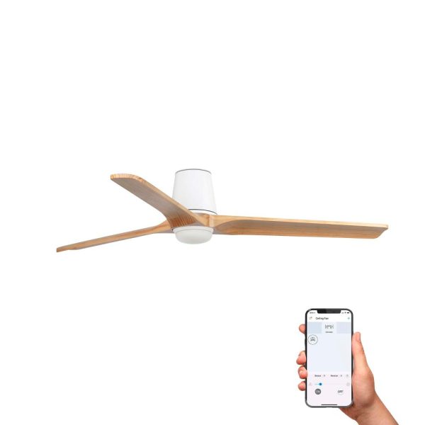 HEYWOOD TUB L Ø132 BLANCO MADERA CLARA LED 10W TUYA 33838WT1S FARO