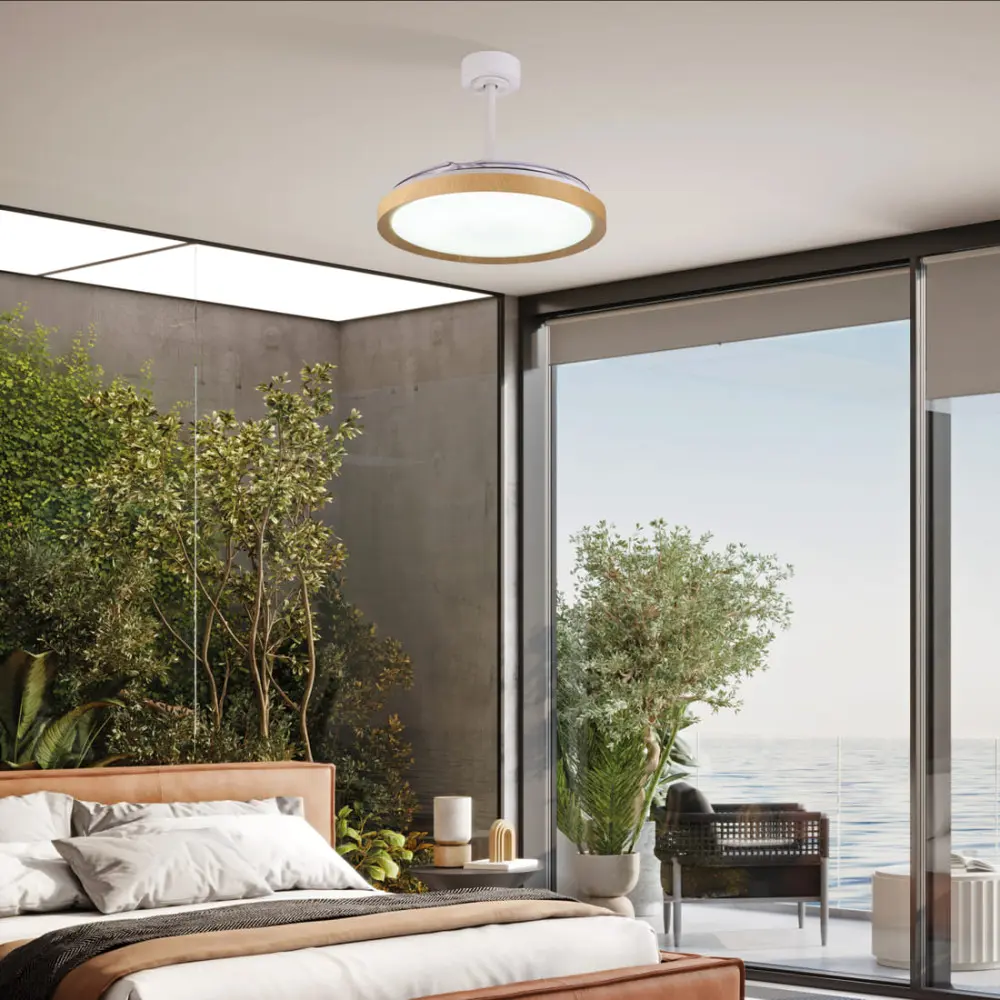VENTILADOR RETRACTIL LED MISTRAL MADERA 8827 MANTRA - Imagen 2