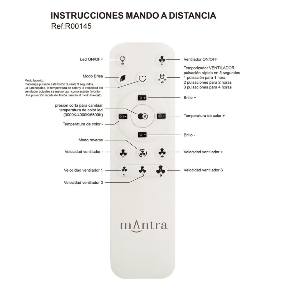 VENTILADOR RETRACTIL LED MISTRAL MADERA 8827 MANTRA - Imagen 3
