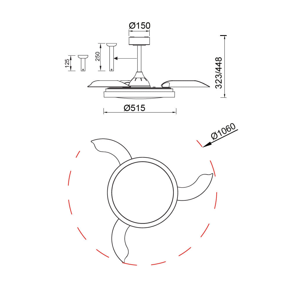 VENTILADOR RETRACTIL LED MISTRAL MADERA 8827 MANTRA - Imagen 4