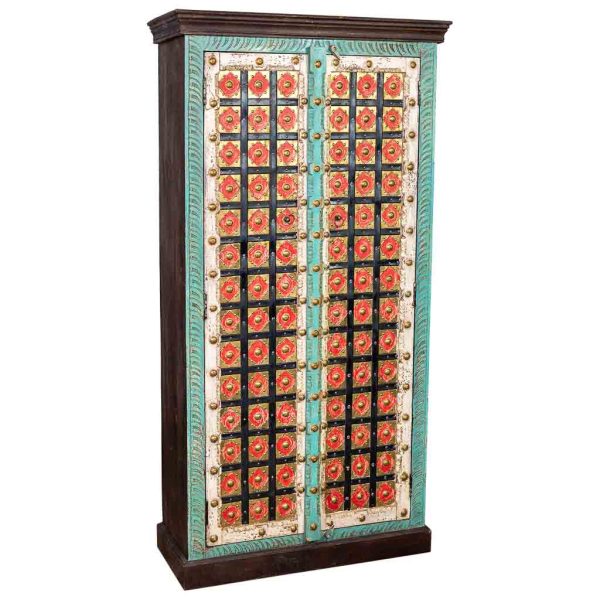 ARMARIO MADERA MANGO PUERTAS AZUL 90X40X180CM