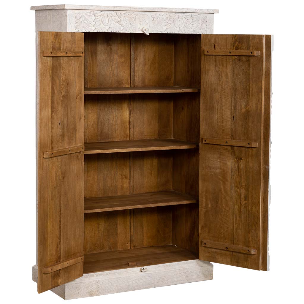 ARMARIO MADERA MANGO BLANCO 98X46X160CM - Imagen 3