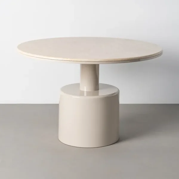 MESA COMEDOR BEIGE MÁRMOL-DM 120 X 120 X 76 CM