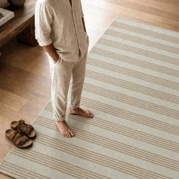 ALFOMBRA RAYAS NATURAL POLIPROPILENO 160 X 230 CM