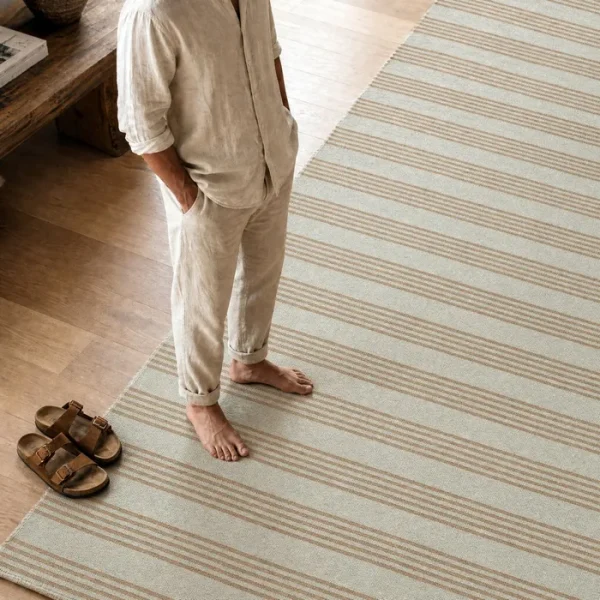 ALFOMBRA RAYAS NATURAL POLIPROPILENO 200 X 300 CM