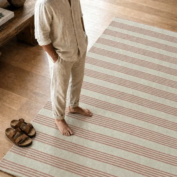 ALFOMBRA RAYAS NATURAL POLIPROPILENO 160 X 230 CM