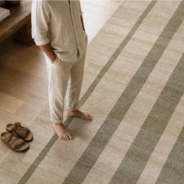 ALFOMBRA RAYAS NATURAL YUTE-ALGODÓN 200 X 300 CM