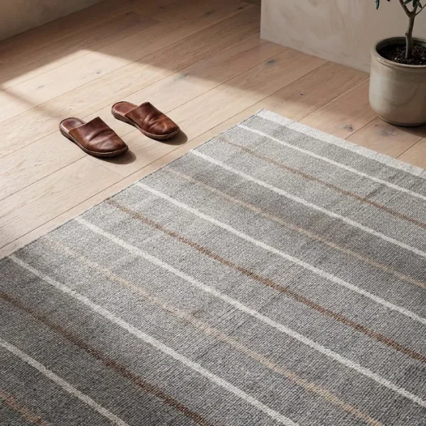 ALFOMBRA RAYAS NATURAL LANA-ALGODÓN 160 X 230 CM
