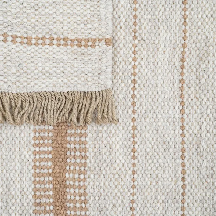 ALFOMBRA RAYAS NATURAL LANA-ALGODÓN 160 X 230 CM - Imagen 5