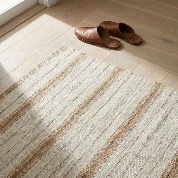 ALFOMBRA RAYAS NATURAL LANA-ALGODÓN 200 X 300 CM