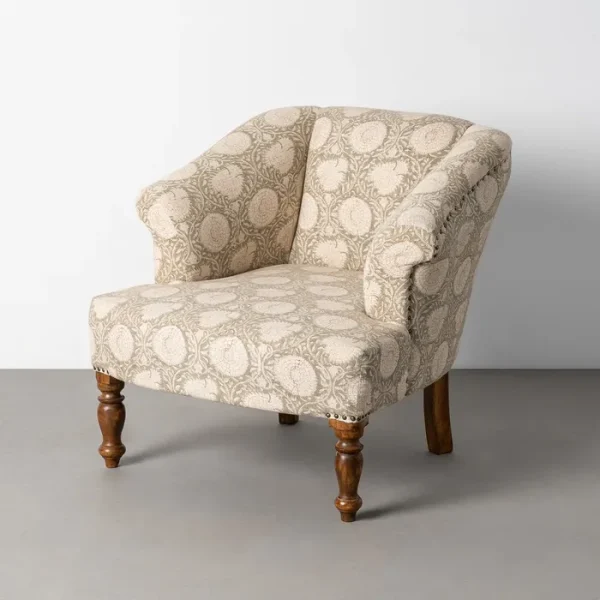 SILLÓN FLORES TEJIDO-MADERA 80 X 80 X 77,50 CM