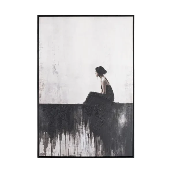 CUADRO PINTURA CHICA BLANCO Y NEGRO 80 X 120 CM