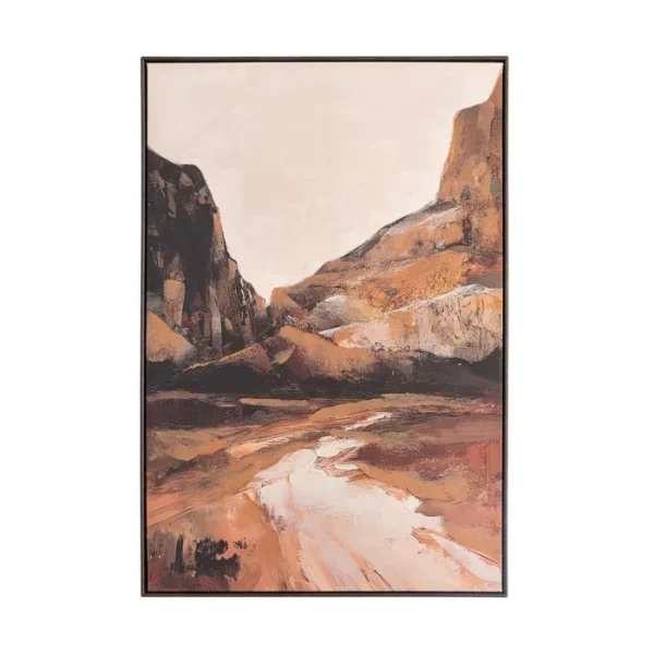 CUADRO PINTURA PAISAJE BEIGE-MARRÓN 80 X 120 CM