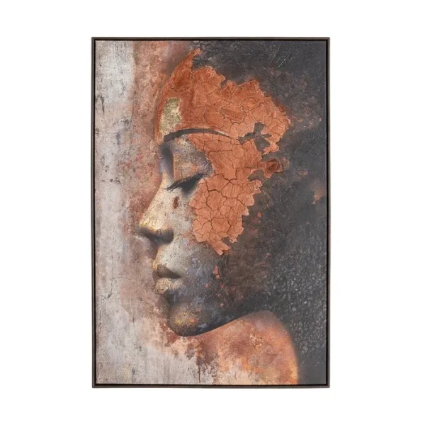 CUADRO PINTURA MUJER NEGRO-COBRE LIENZO 80 X 120 CM