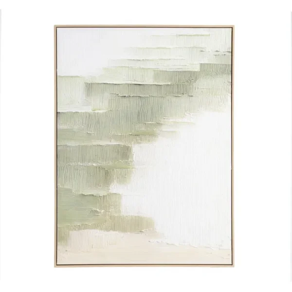 CUADRO PINTURA ABSTRACTO BLANCO-VERDE 90 X 120 CM