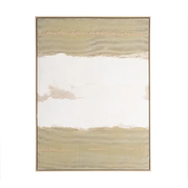 CUADRO PINTURA ABSTRACTO BLANCO-VERDE 90 X 120 CM