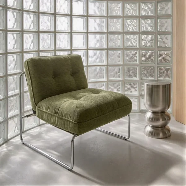 SILLÓN TAPIZADO VERDE METAL CONTRACT 72,50 X 85 X 78 CM