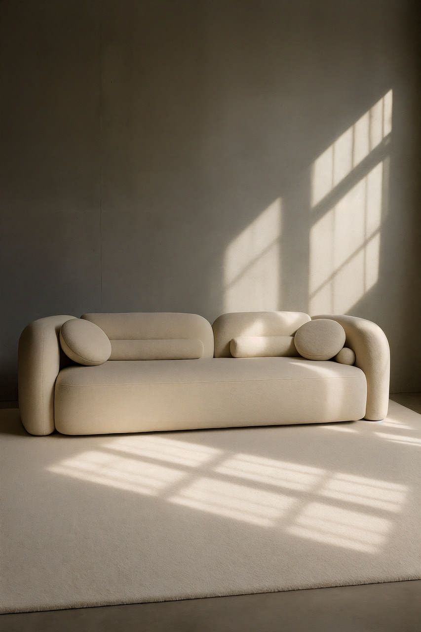 SOFA CHENILLA BEIGE OMAHA 240x85x73CM - Imagen 8