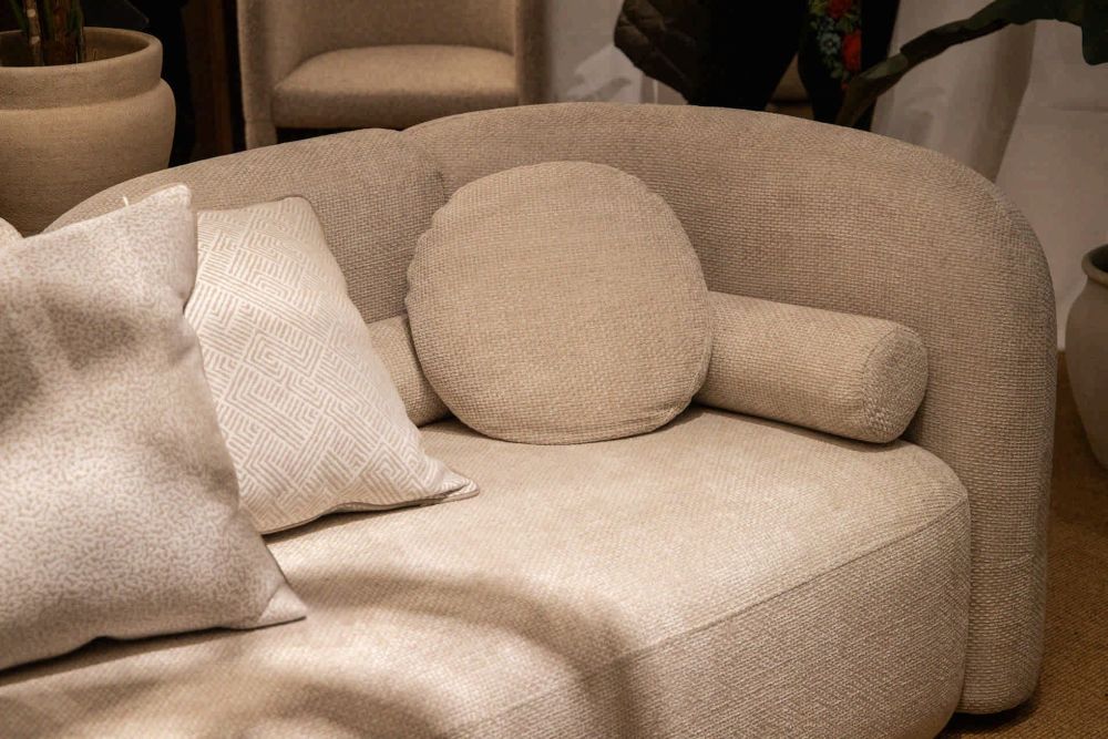 SOFA CHENILLA BEIGE OMAHA 240x85x73CM - Imagen 6