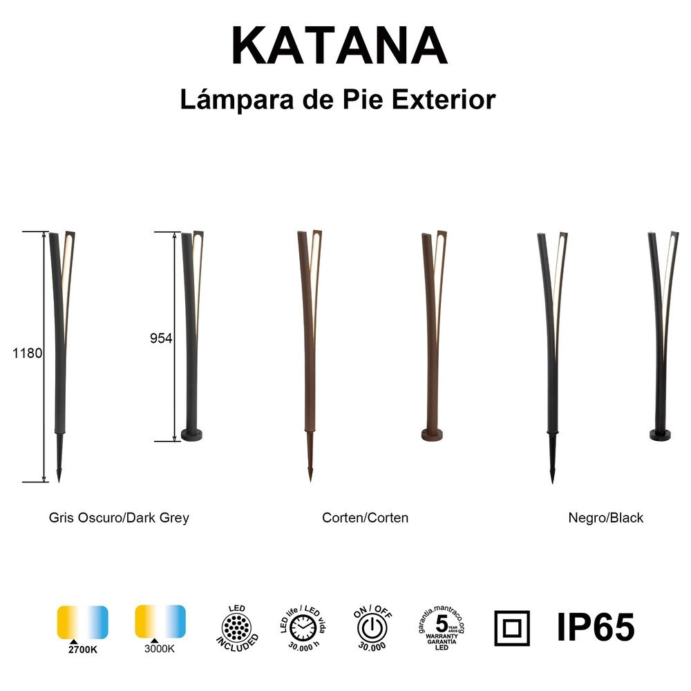 BALIZA KATANA 15W 3000K CORTEN 9867 MANTRA - Imagen 6