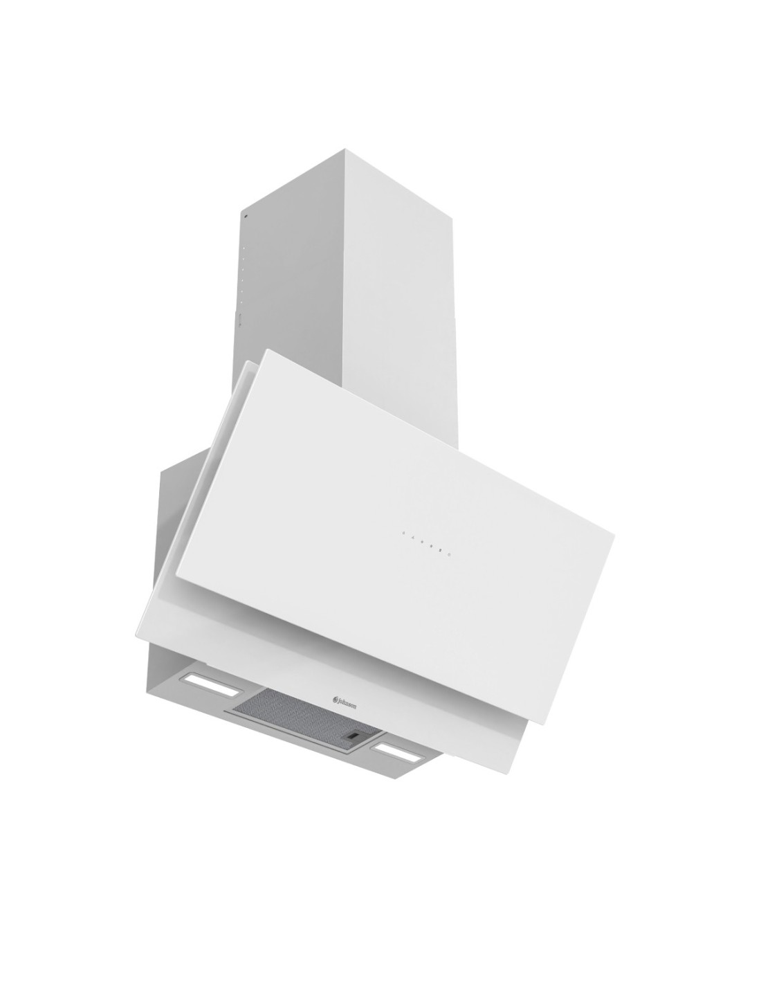 CAMPANA DECORATIVA JOHNSON 90CM INCLINADA CRISTAL BLANCO - Imagen 3