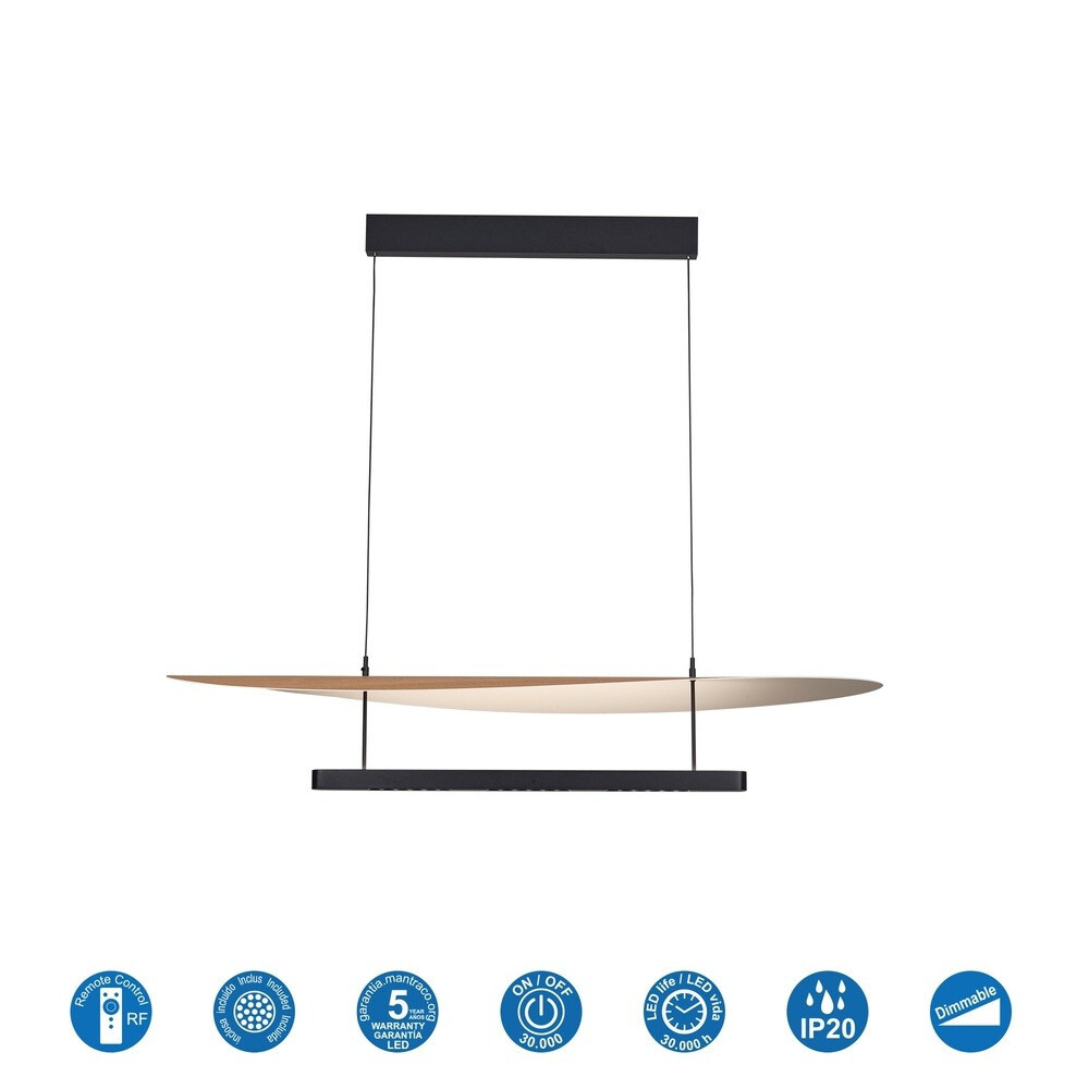 LAMPARA LED ABISAL CCT 40W HAYA NEGRO 9691 MANTRA - Imagen 3