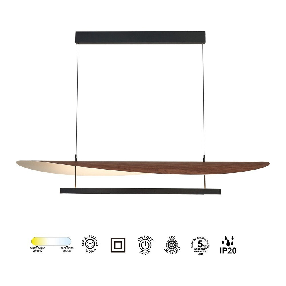 LAMPARA LED ABISAL CCT 48W NOGAL NEGRO 9821 MANTRA - Imagen 3